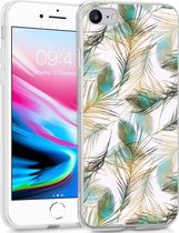 iMoshion Design voor de iPhone SE (2022 / 2020) / 8 / 7 / 6s hoesje - Pauw - Groen / Goud
