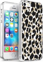 iMoshion Hoesje Siliconen Geschikt voor iPhone 5 / 5s / SE (2016) - iMoshion Design hoesje - Goud / Zwart / Golden Leopard