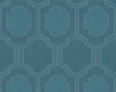 SYMMETRISCH RETRO BEHANG - Blauw Zilver - AS Creation Pop Style