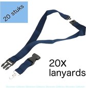 20 stuks Lanyard - Keycord - omhanglint - lanyards - keycords - 20x - blauw - nekband