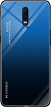 Voor OPPO R17 Gradient Color Glass Case (blauw)