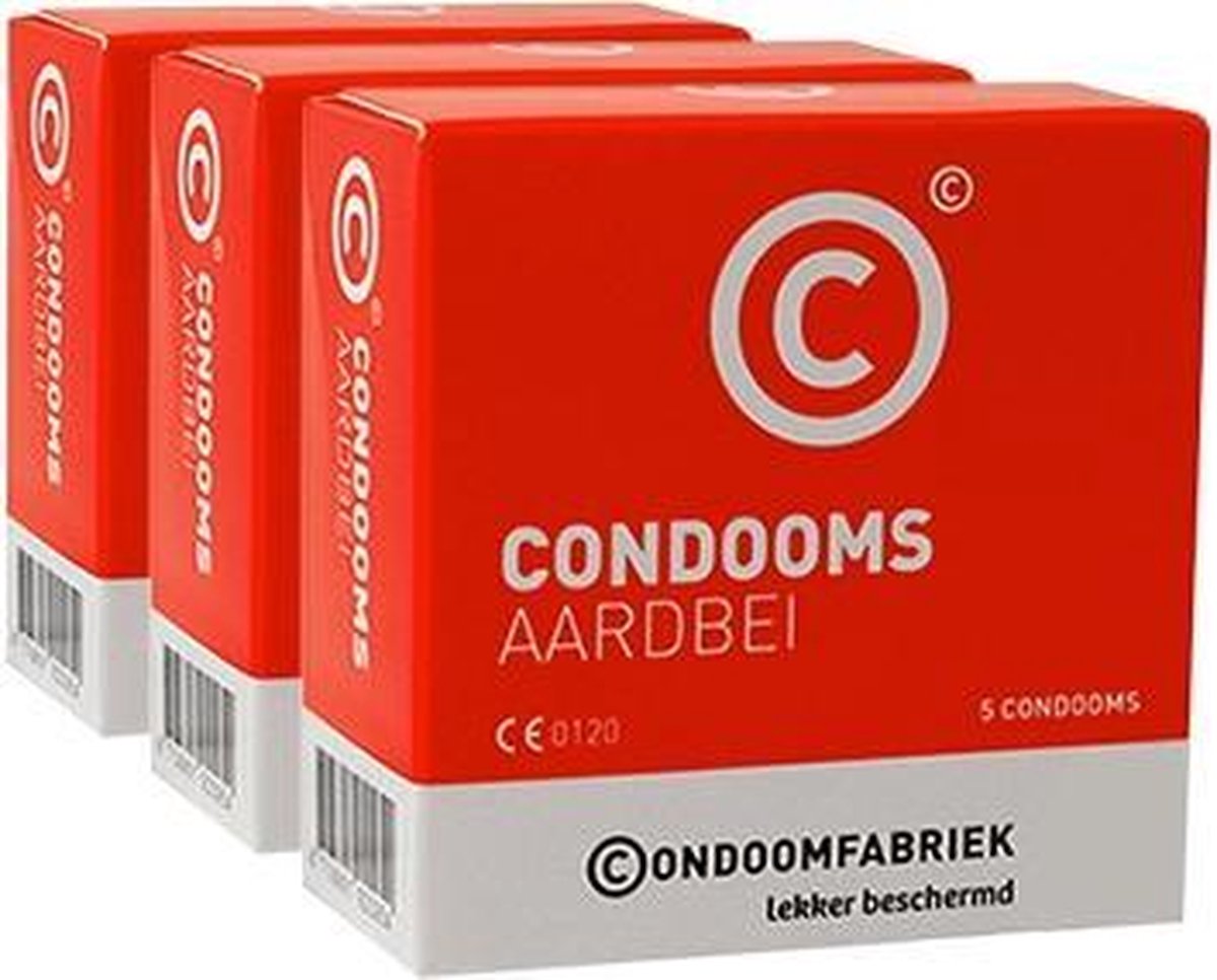 Condoomfabriek aardbei condooms voordeelpakket 15st