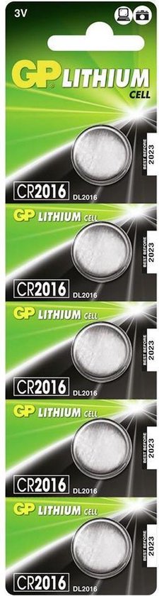 GP Lithium CR2016 knoopcelbatterijen - 5 stuks | bol.com