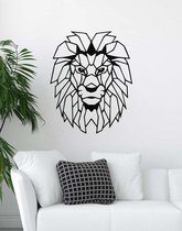 Lion Géométrique Bois 60 x 48 cm - Zwart - Décoration murale