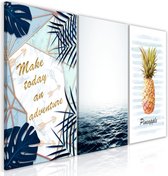 Schilderijen Op Canvas - Schilderij - Pineapple Quote (3 Parts) 120x60 - Artgeist Schilderij