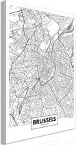 Schilderijen Op Canvas - Schilderij - Map of Brussels (1 Part) Vertical 60x90 - Artgeist Schilderij