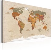 Schilderijen Op Canvas - Schilderij - World Map: Beige Chic 60x40 - Artgeist Schilderij