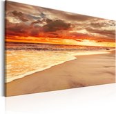 Schilderijen Op Canvas - Schilderij - Beach: Beatiful Sunset II 90x60 - Artgeist Schilderij