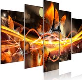 Schilderijen Op Canvas - Schilderij - Swarm of Butterflies (5 Parts) Wide Orange 200x100 - Artgeist Schilderij