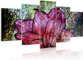 Schilderijen Op Canvas - Schilderij - Flowery stained glass 100x50 - Artgeist Schilderij