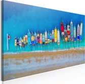 Schilderijen Op Canvas - Schilderij - Colourful Boats (1 Part) Narrow 135x45 - Artgeist Schilderij