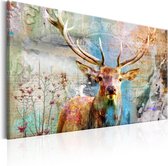 Schilderijen Op Canvas - Schilderij - Deer on Wood 90x60 - Artgeist Schilderij