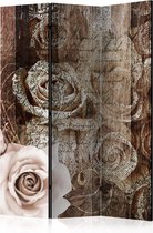 Kamerscherm - Scheidingswand - Vouwscherm - Old Wood & Roses [Room Dividers] 135x172 - Artgeist Vouwscherm