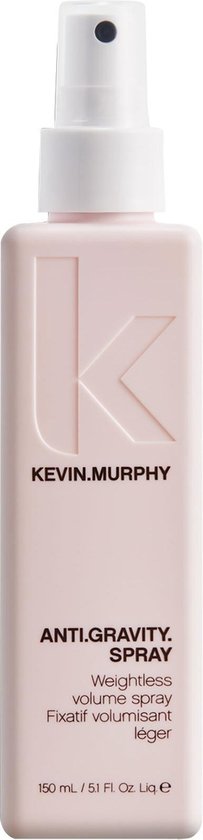 KEVIN.MURPHY Anti.Gravity. Spray, flacon rose pâle avec un bouchon blanc. Texte : KEVIN.MURPHY ANTI.GRAVITY. SPRAY Weightless volume spray.