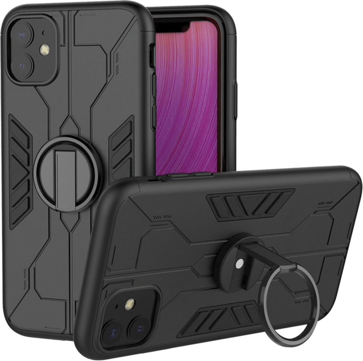 Geschikt voor Apple iPhone 11 Magnetische Backcover - Zwart - Shockproof Armor