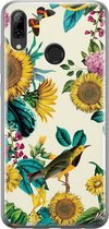 Huawei P Smart 2019 hoesje siliconen - Zonnebloemen / Bloemen | Huawei P Smart (2019) case | geel | TPU backcover transparant