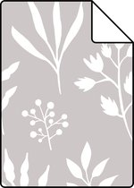 Proefstaal ESTAhome behangpapier bloemmotief in Scandinavische stijl warm grijs en wit - 139084 - 26,5 x 21 cm