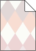 Proefstaal ESTAhome behang wieberruit perzik roze en lilaroze tinten - 148680 - 26,5 x 21 cm