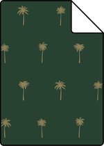 Proefstaal ESTAhome behang palmbomen emerald groen en goud - 139160 - 26,5 x 21 cm