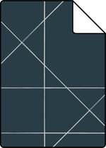 Proefstaal ESTAhome behangpapier grafische lijnen donkerblauw - 139093 - 26,5 x 21 cm