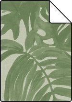 Proefstaal ESTAhome behang tropische bladeren vergrijsd olijfgroen - 138990 - 26,5 x 21 cm