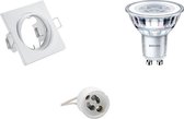 LED Spot Set - GU10 Fitting - Inbouw Vierkant - Mat Wit - Kantelbaar 80mm - Philips - CorePro 827 36D - 3.5W - Warm Wit 2700K