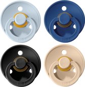 BIBS Fopspeen - Maat 2 (6-18 maanden) - 4 stuks - Baby Blue, Vanilla en Black en Midnight Blue