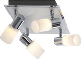 LED Plafondspot - Trion Clupo - 16W - Warm Wit 3000K - 4-lichts - Vierkant - Mat Chroom - Aluminium - OSRAM LEDs - BSE