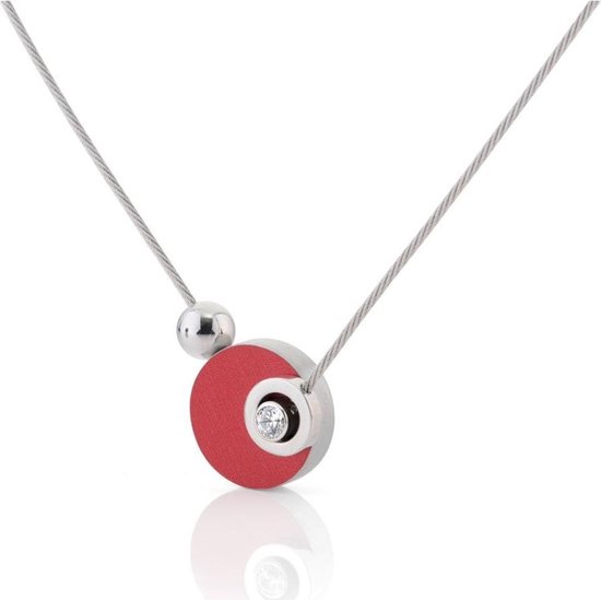 CLIC JEWELLERY STERLING SILVER WITH ALUMINIUM NECKLACE RED/PINK CS005R