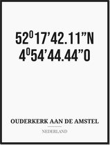 Poster/kaart OUDERKERK AAN DE AMSTEL met coördinaten