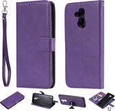 Voor Huawei Mate 20 Lite Effen kleur Horizontaal Flip beschermhoes met houder & kaartsleuven & portemonnee & fotolijst & lanyard (paars)