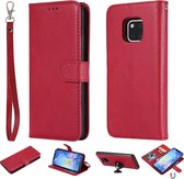 Voor Huawei Mate 20 Pro Effen kleur Horizontale Flip Beschermhoes met houder & kaartsleuven & portemonnee & fotolijst & lanyard (rood)