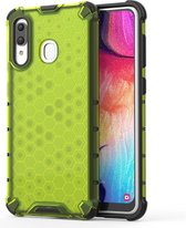 Schokbestendige honingraat pc + tpu case voor Galaxy A30 (groen)