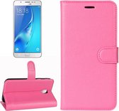 Voor Galaxy J7 (2017) / J7 Pro (EU-versie) Litchi Texture horizontale flip lederen tas met houder & kaartsleuven & portemonnee (magenta)