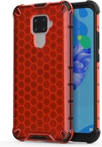 Voor Huawei Nova 5i Pro Honeycomb Shockproof PC + TPU beschermhoes (rood)