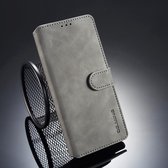 DG.MING Retro Oil Side Horizontal Flip Case voor Galaxy Note9, met houder & kaartsleuven & portemonnee (grijs)