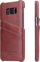 Fierre Shann Retro Oil Wax Texture PU lederen tas voor Galaxy S8, met kaartsleuven (bruin)