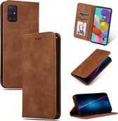 Voor Galaxy A51 Retro Skin Feel Business Magnetische horizontale flip lederen tas (bruin)