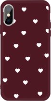 Voor iphone xs max meerdere love-hearts patroon kleurrijke frosted tpu telefoon beschermhoes (wijnrood)