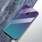 Voor OnePlus 7 Gradient Color Glass Case (paars)