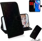 Voor Huawei P Smart Z / Y9 Prime 2019 Effen kleur Kleurrijke magnetische gesp Horizontale flip PU lederen tas met houder & kaartsleuven & portemonnee & draagkoord (zwart)