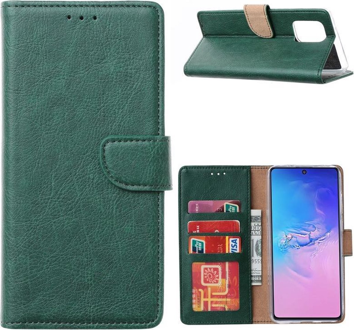 Bookcase Geschikt voor: Samsung Galaxy Note 10 Lite - Groen - portemonnee hoesje