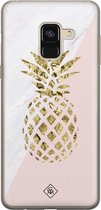 Samsung A8 (2018) hoesje siliconen - Ananas | Samsung Galaxy A8 (2018) case | Roze | TPU backcover transparant