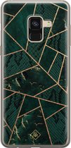 Samsung A8 (2018) hoesje siliconen - Abstract groen | Samsung Galaxy A8 (2018) case | groen | TPU backcover transparant