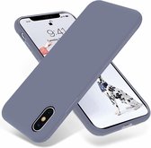 Silicone case geschikt voor Apple iPhone X / Xs - lavendel grijs + glazen screen protector