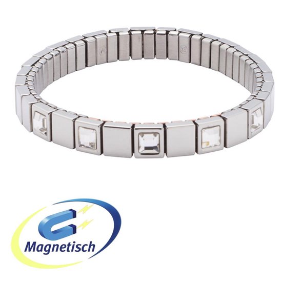 Energetix magneet armband 3350 - flexibel - elastisch - kleur zilver - met  Swarovski -... | bol.com