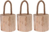 3x butées de porte en teck avec corde 19 cm - Ménage - Accessoires / fournitures pour la maison - Butées de porte / butoirs de fenêtre en bois