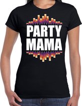 Party mama fun tekst t-shirt zwart dames S