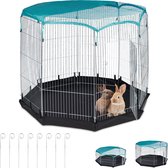 Relaxdays konijnenren - ren voor konijn - buitenren - puppyren - binnen & buiten - bodem - XXL