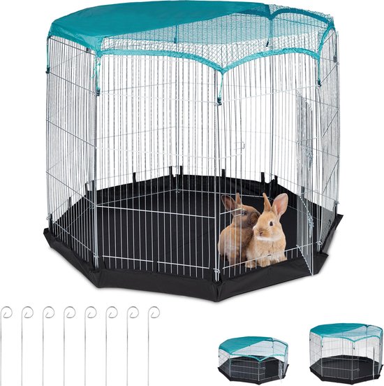 Relaxdays konijnenren - ren voor konijn - buitenren - puppyren - binnen &  buiten -... | bol.com